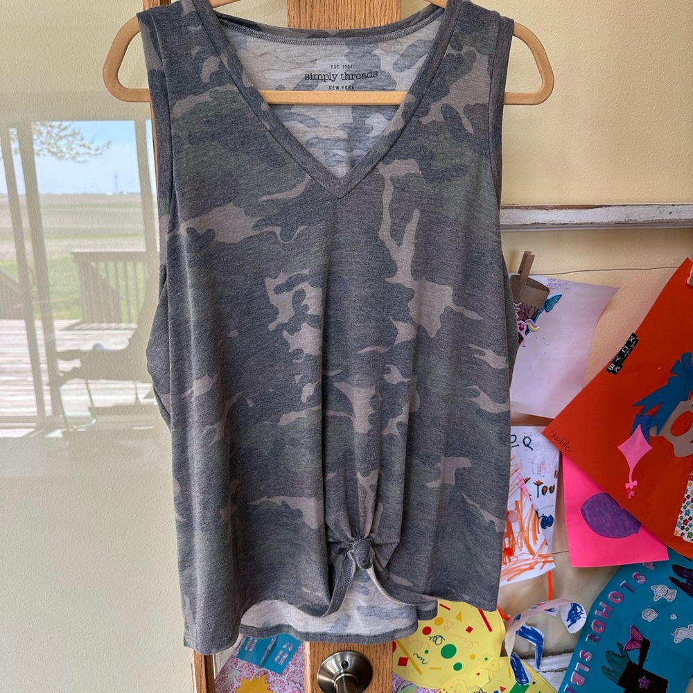 Maurices Gray Tie Front Tank Top